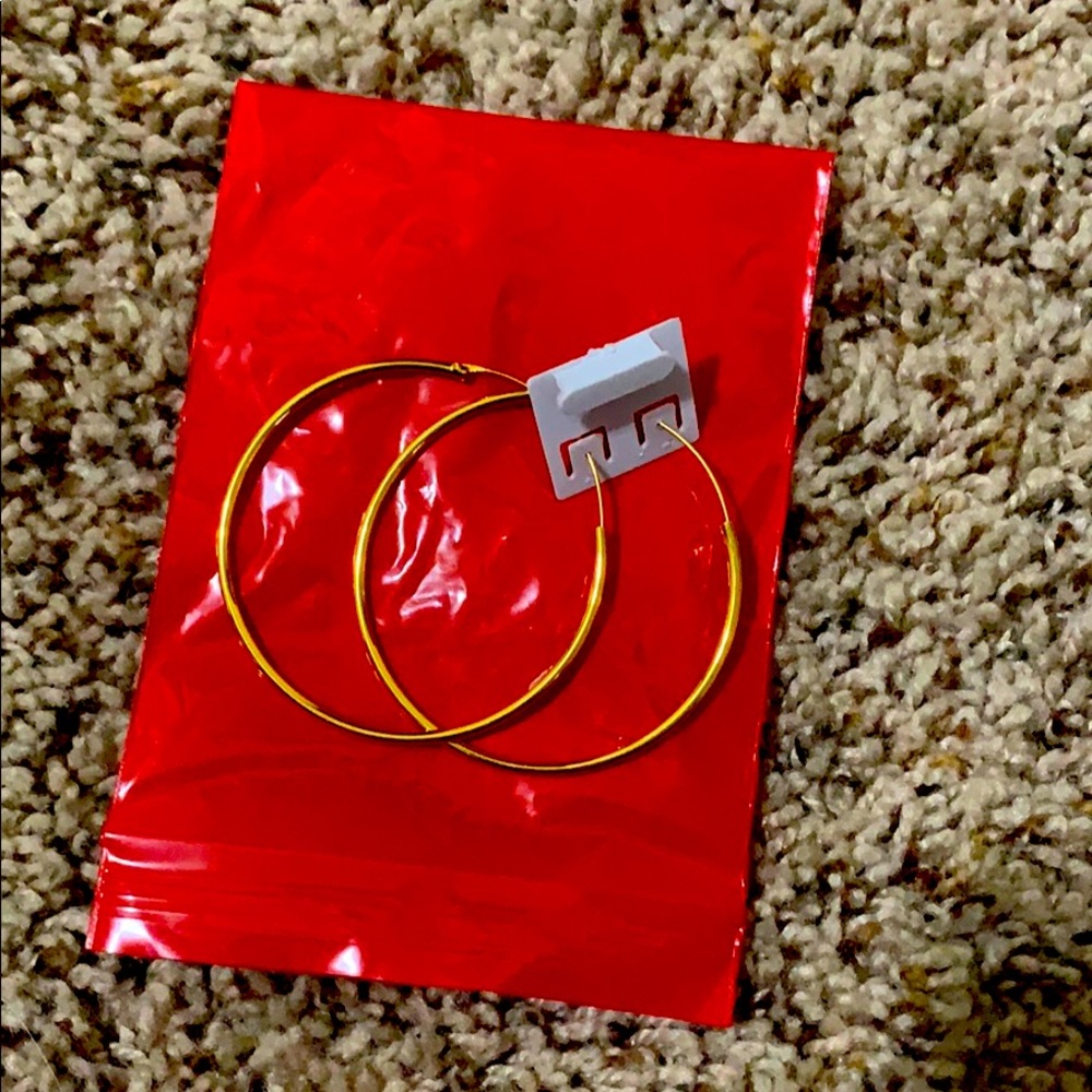 Gold plated hoops earring.